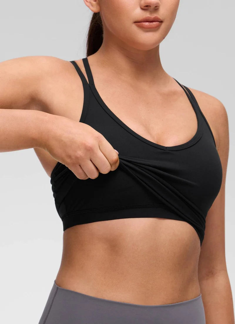 Butterluxe V Neck Cross Back Built in Bra Tank
