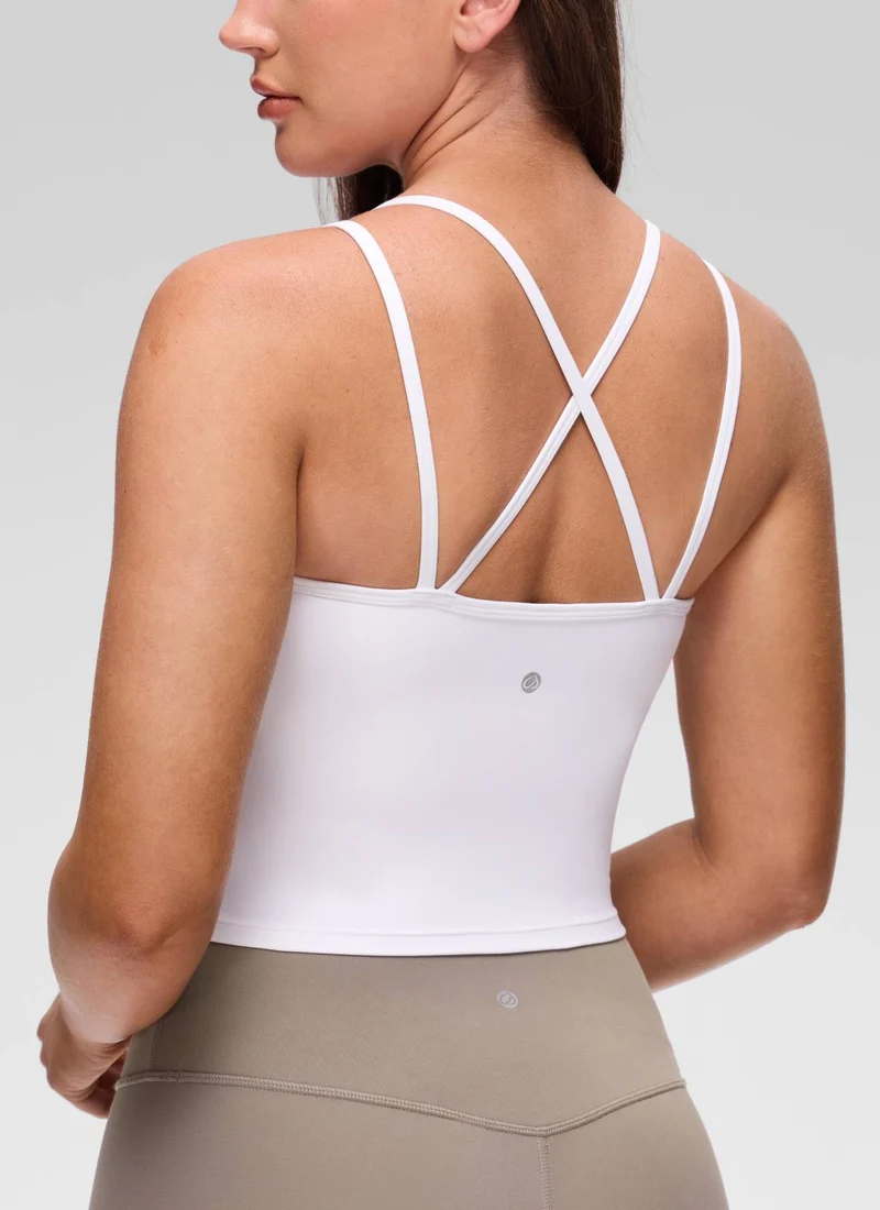 Butterluxe V Neck Cross Back Built in Bra Tank