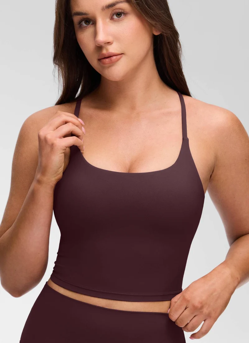 Butterluxe Twist Cross Back Built in Bra Tank