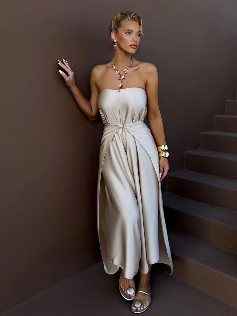 Elegant Satin Asymmetric Hem Convertible Jumpsuit