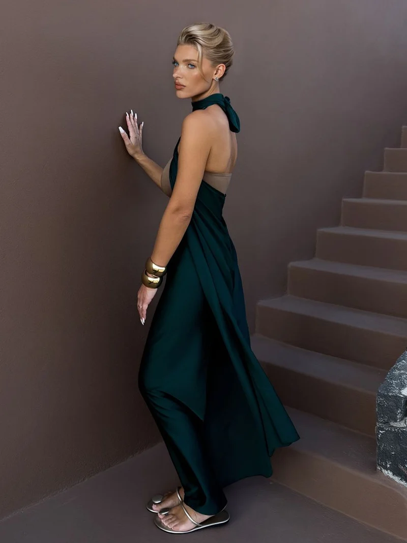 Elegant Satin Asymmetric Hem Convertible Jumpsuit