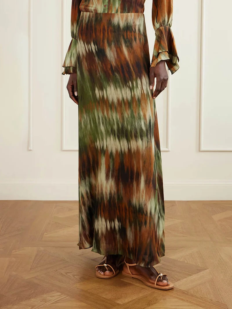 Exquisite Tie-Dye Floral Ruffle Sleeve Shirt