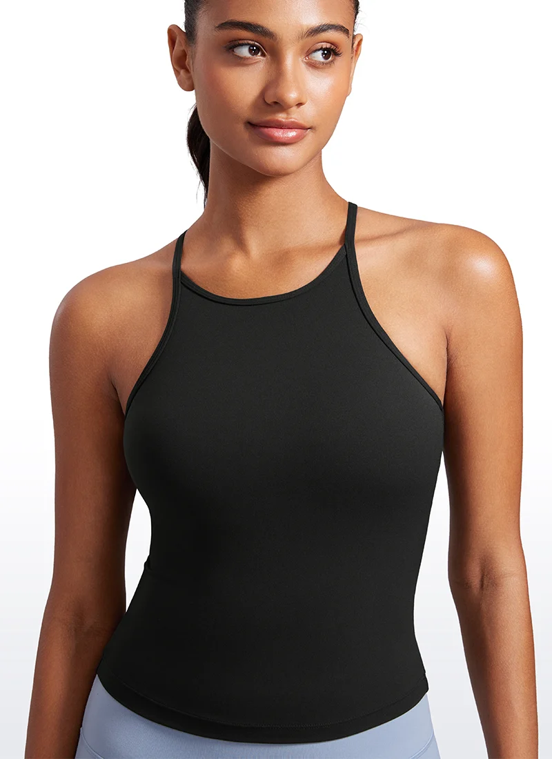 Butterluxe Built in Bra Halter Y Back Tank