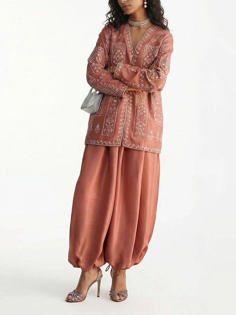 Exquisite Embroidered Floral Loose-fitting Shirt