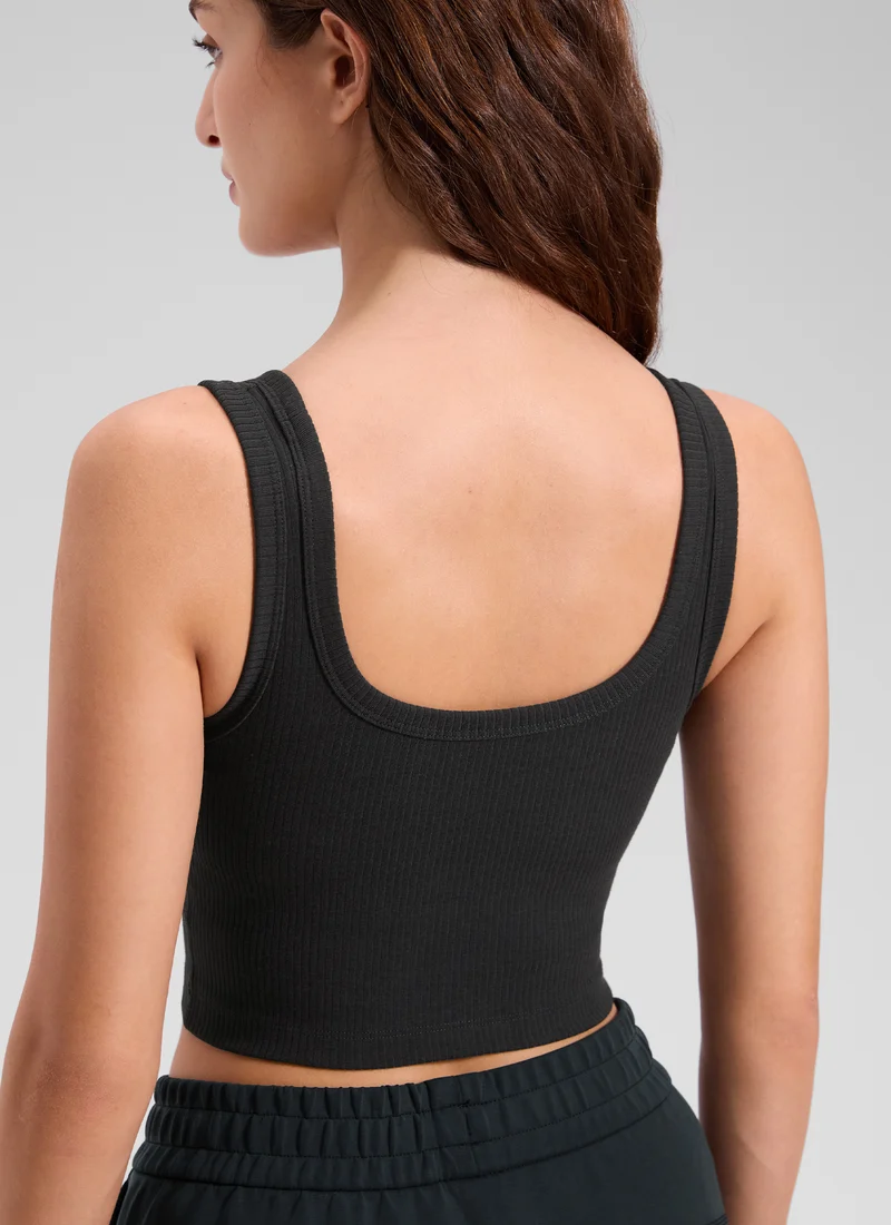 Ribbed U Neck Built in Bra Tank