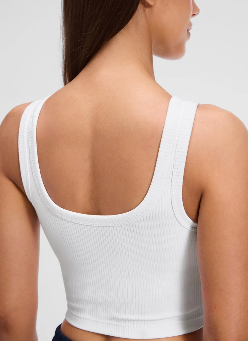 Ribbed U Neck Built in Bra Tank