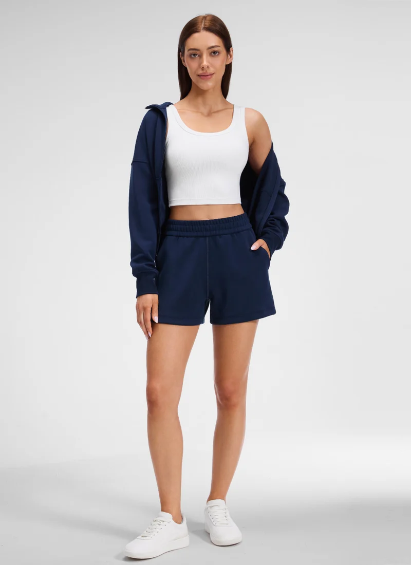 Ribbed U Neck Built in Bra Tank