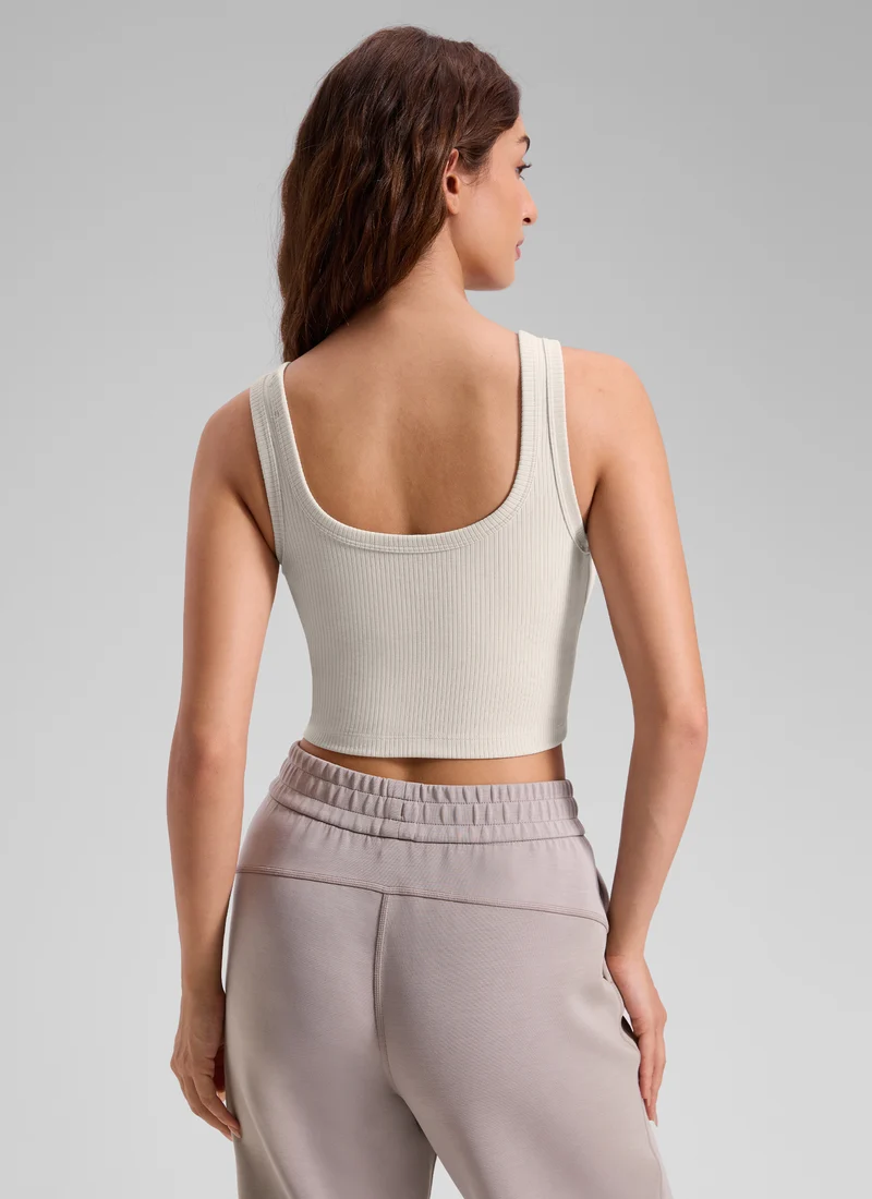 Ribbed U Neck Built in Bra Tank