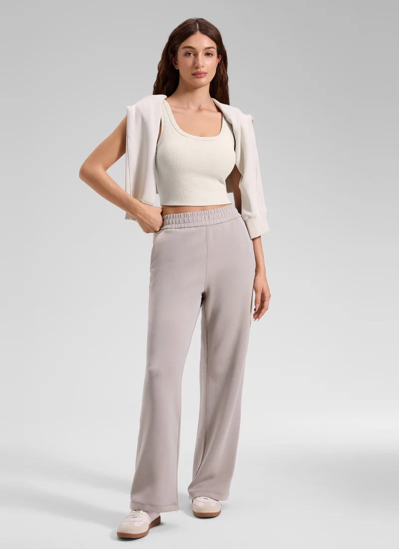 Ribbed U Neck Built in Bra Tank