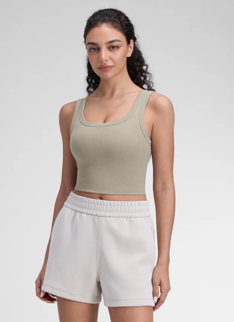 Ribbed U Neck Built in Bra Tank