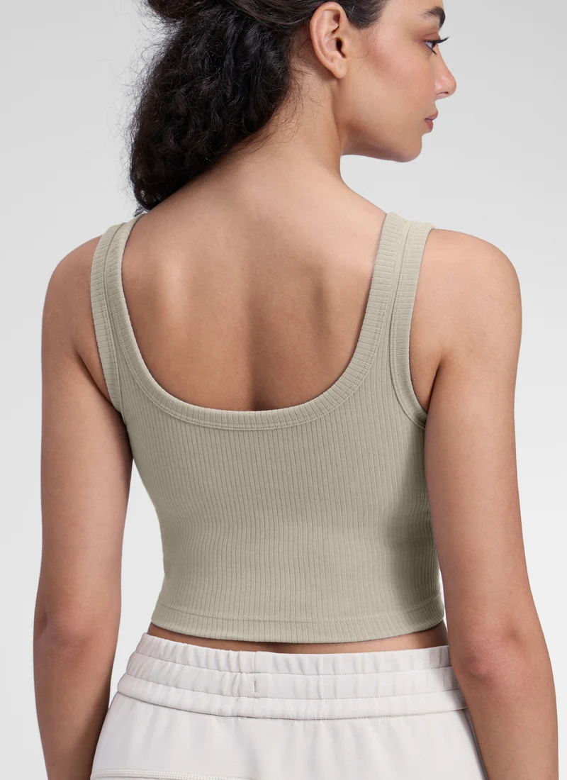 Ribbed U Neck Built in Bra Tank