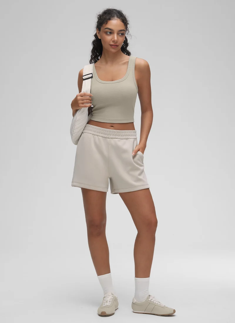 Ribbed U Neck Built in Bra Tank
