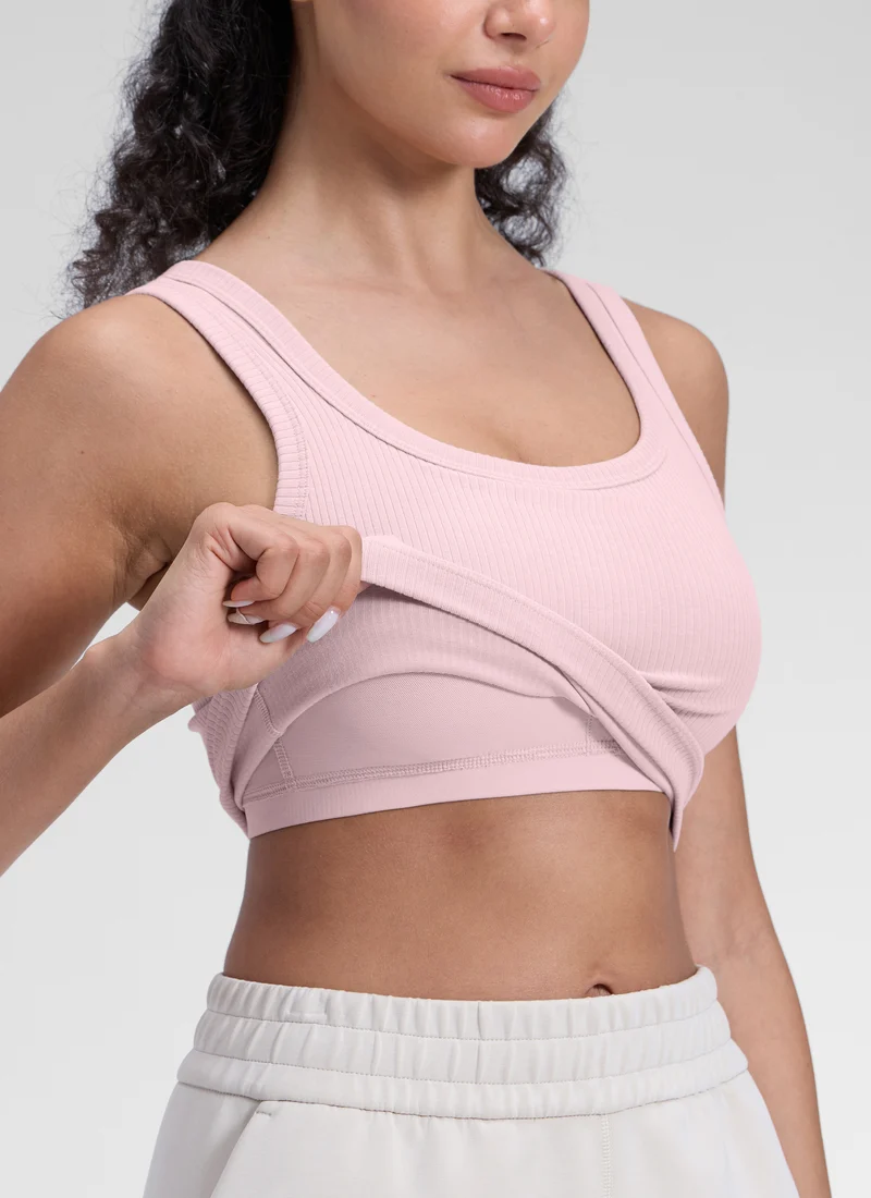Ribbed U Neck Built in Bra Tank