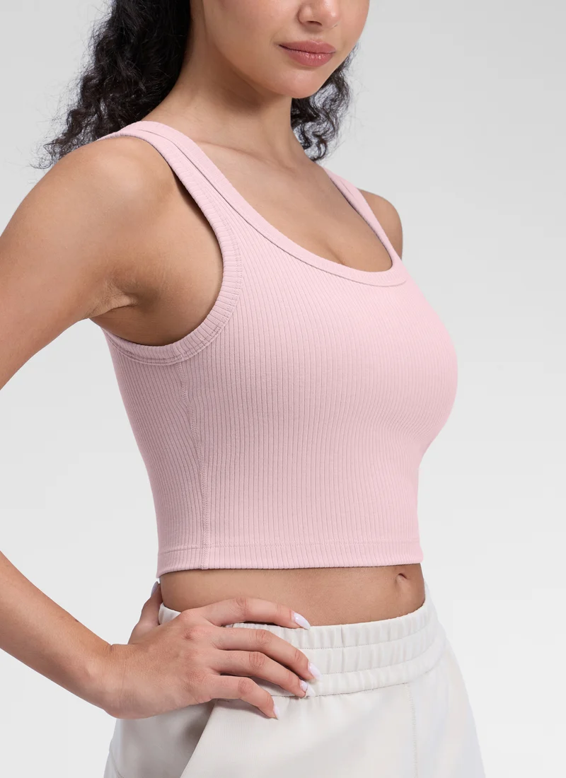 Ribbed U Neck Built in Bra Tank