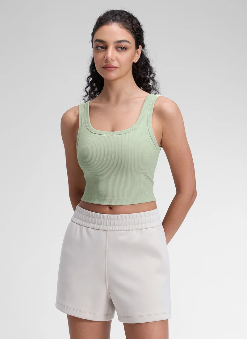 Ribbed U Neck Built in Bra Tank