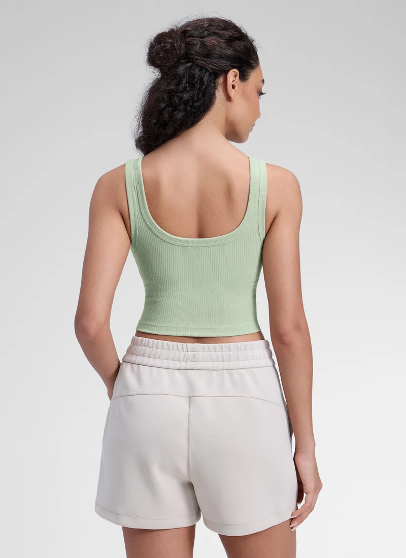 Ribbed U Neck Built in Bra Tank