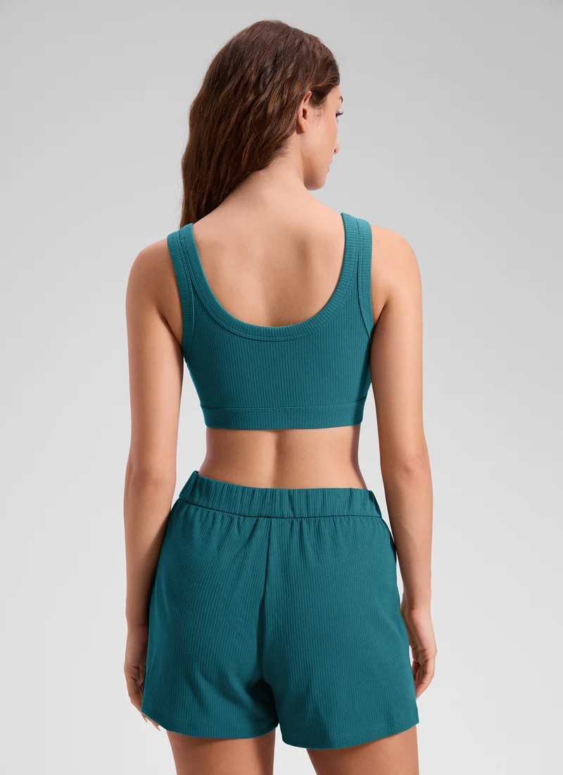 Ribbed U Back Sports Bra