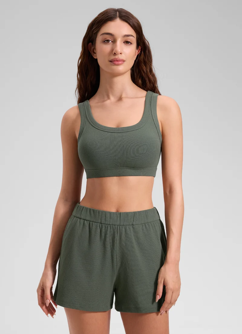 Ribbed U Back Sports Bra