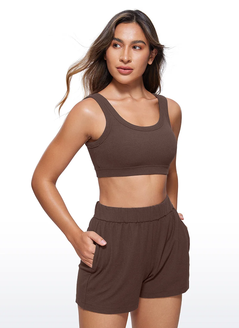 Ribbed U Back Sports Bra