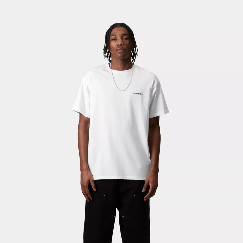 S/S Script Embroidery T-Shirt White