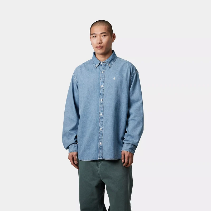 L/S Lucas Shirt Blue Bleached