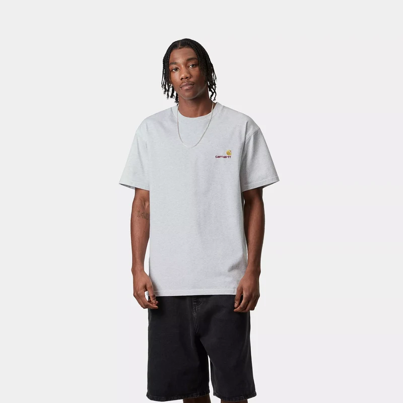 S/S American Script T-Shirt Ash Heather