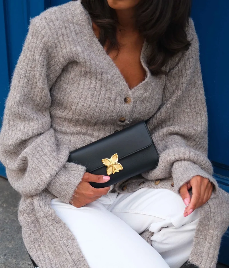 Hortensia Clutch | Noir Lisse
