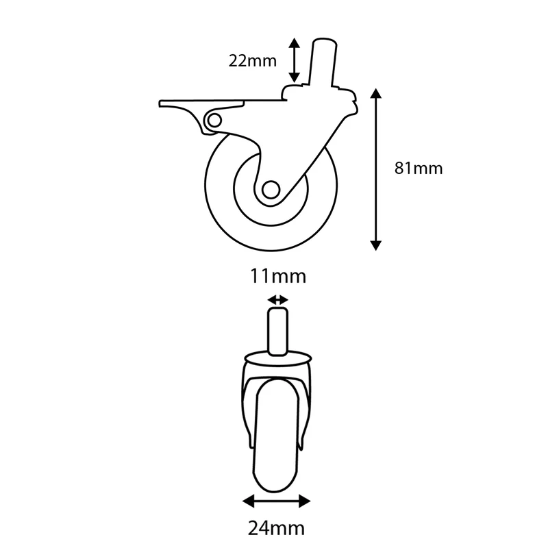 Roues ROLLER BRAKE pour chaises ergonomiques