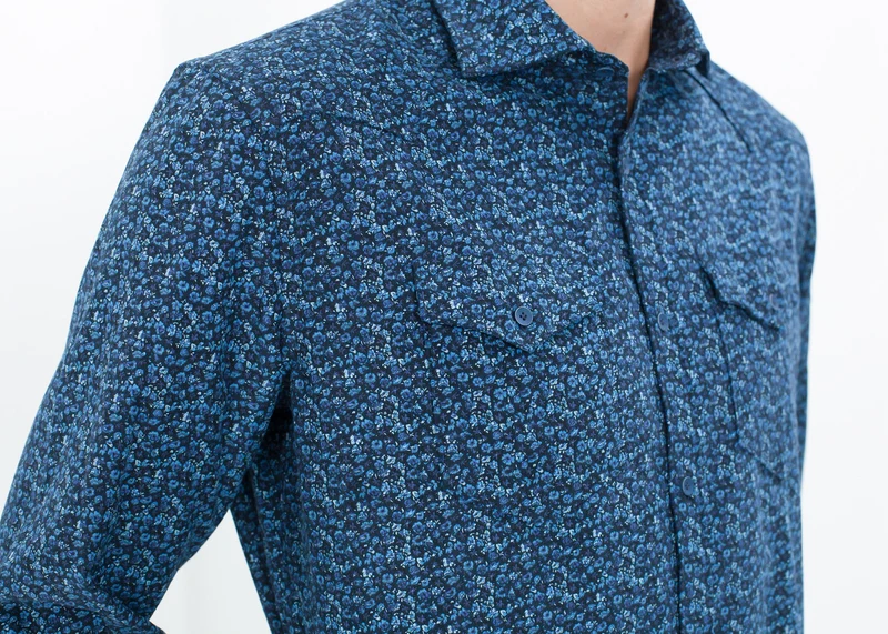 Western Arkansas Button-Up in Blue Floral -UEB