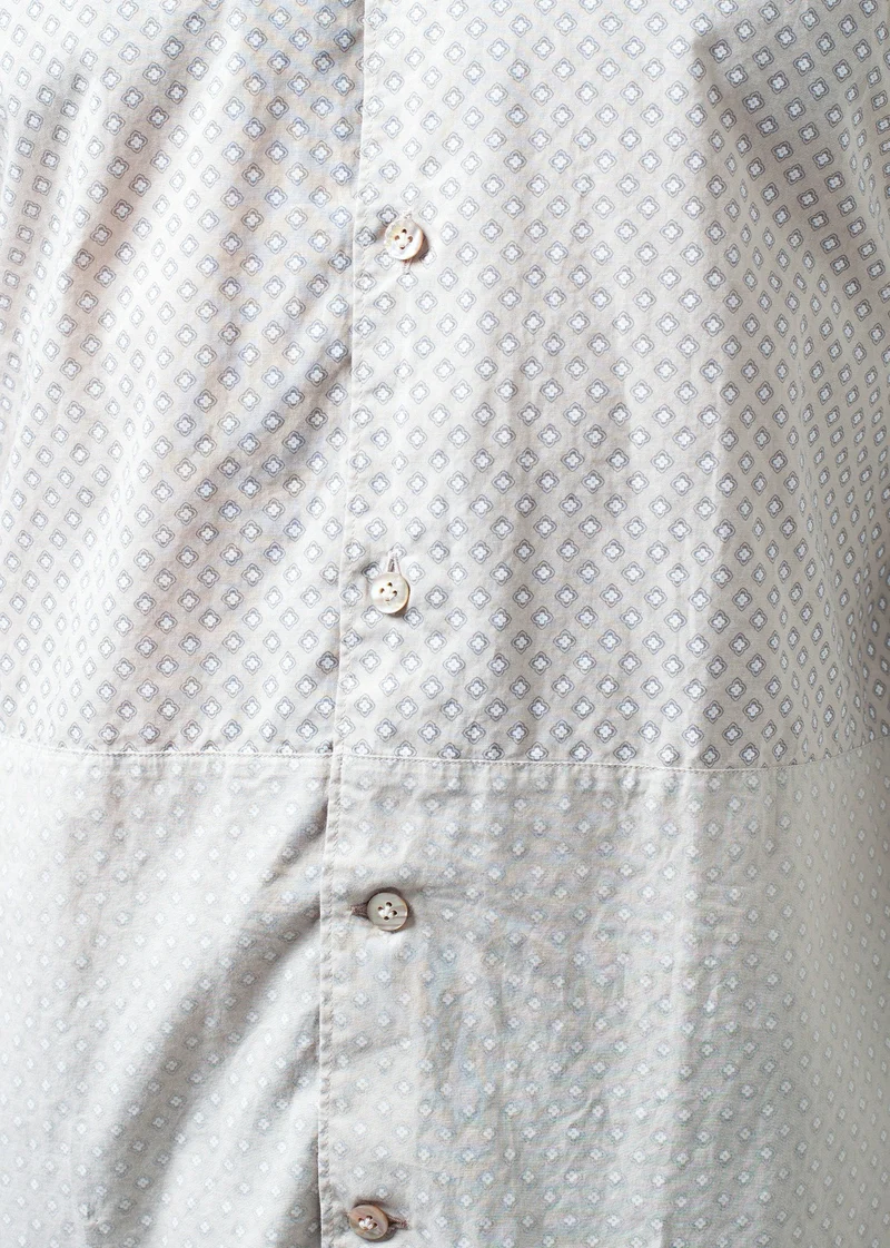 Patterned Button Up in Beige -UEB