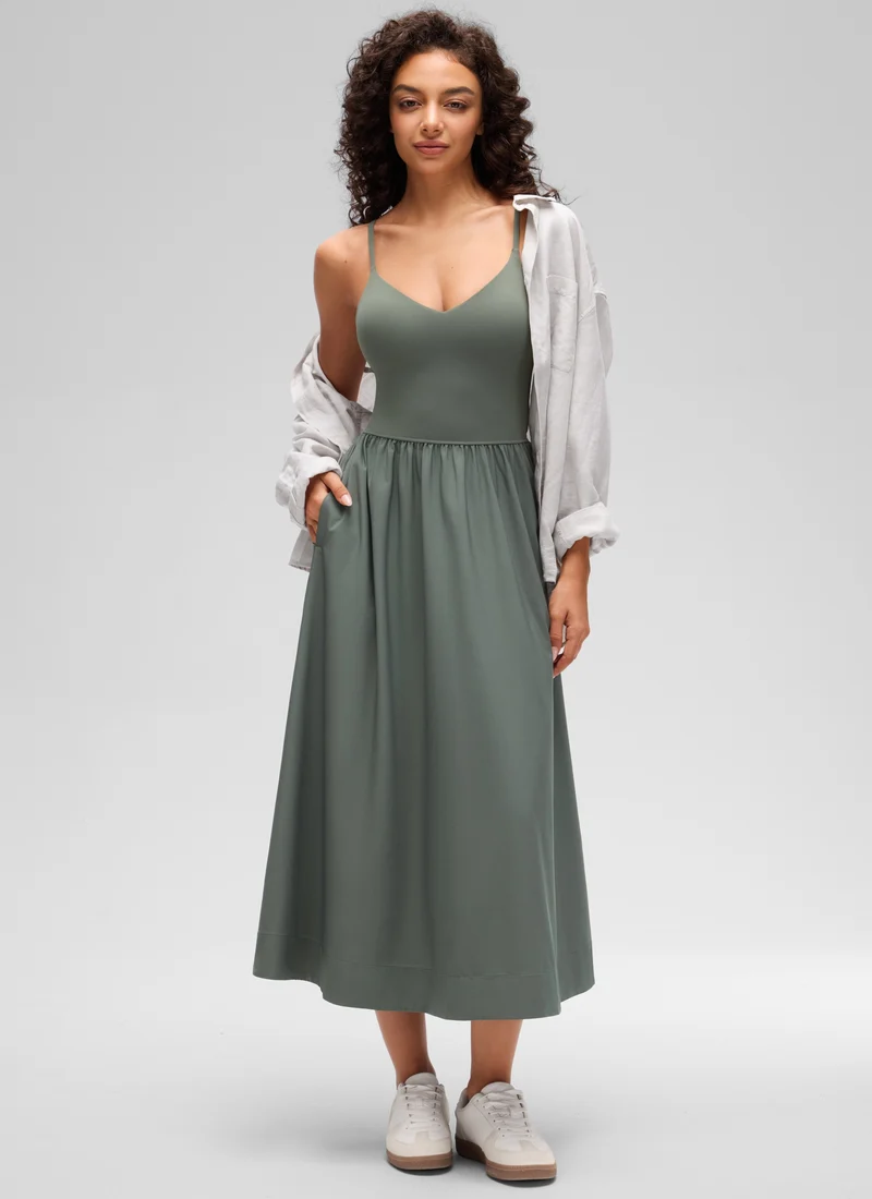 V Neck Flowy Tank Maxi Dress