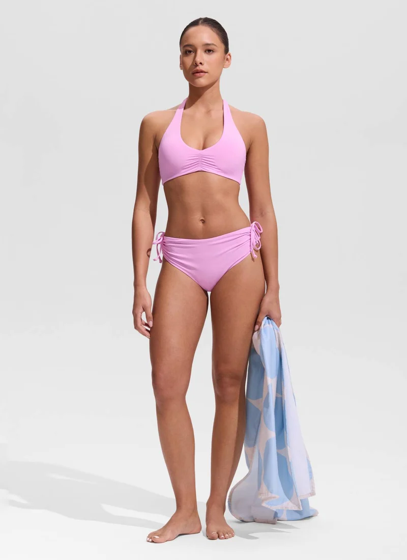 Ruched Front Halter Bikini Top