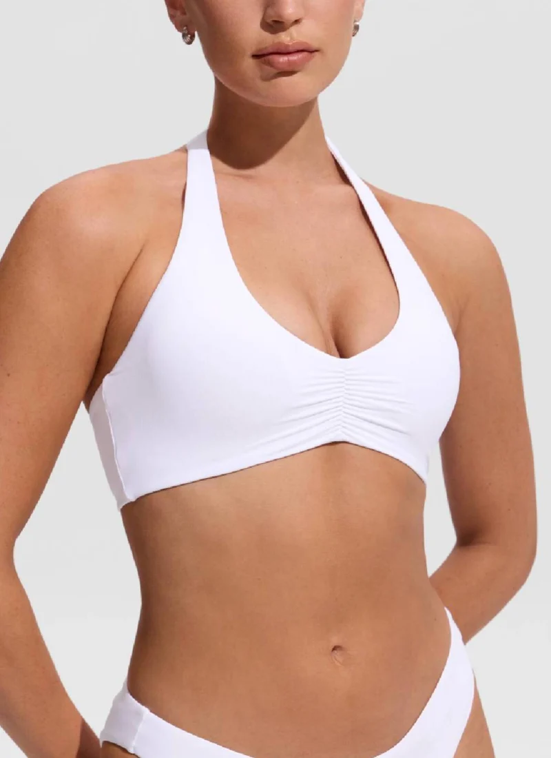Ruched Front Halter Bikini Top