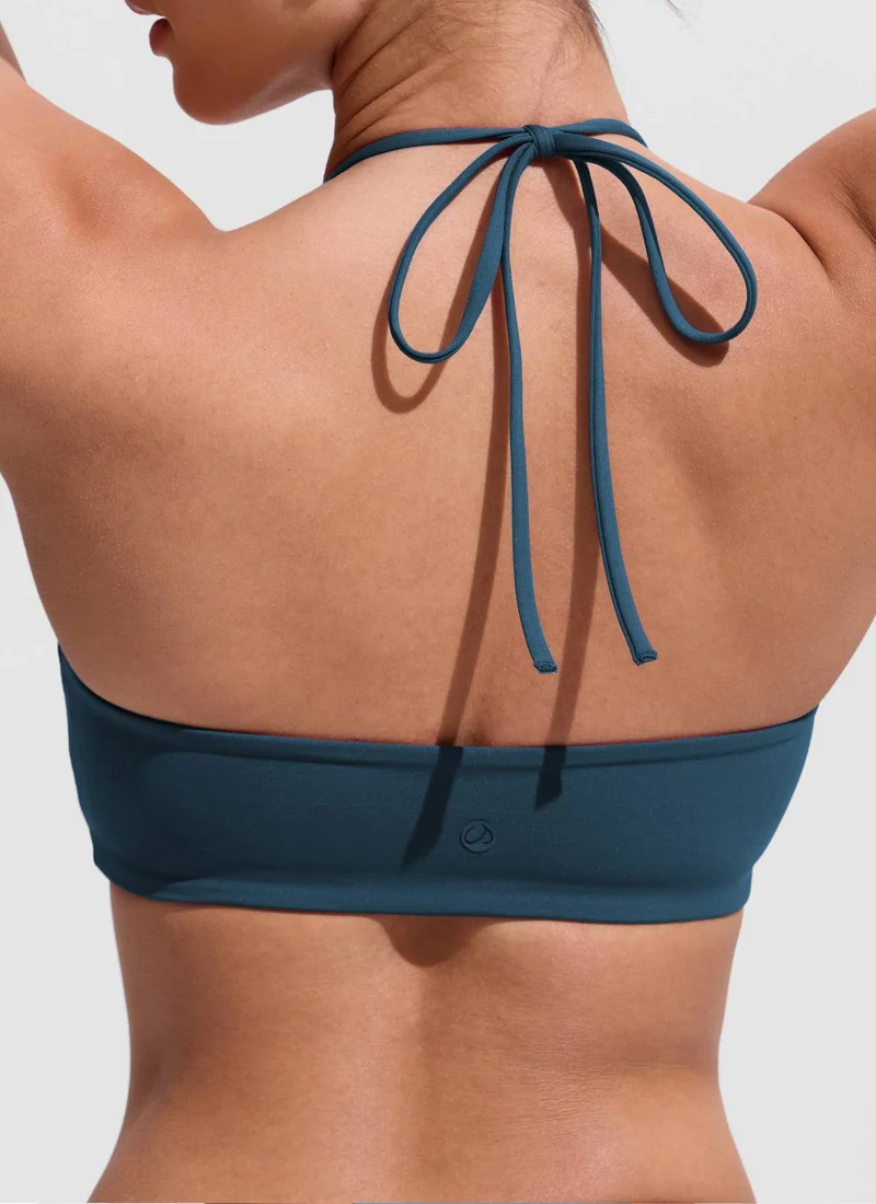 Halter Crewneck Self Tie Bikini Top