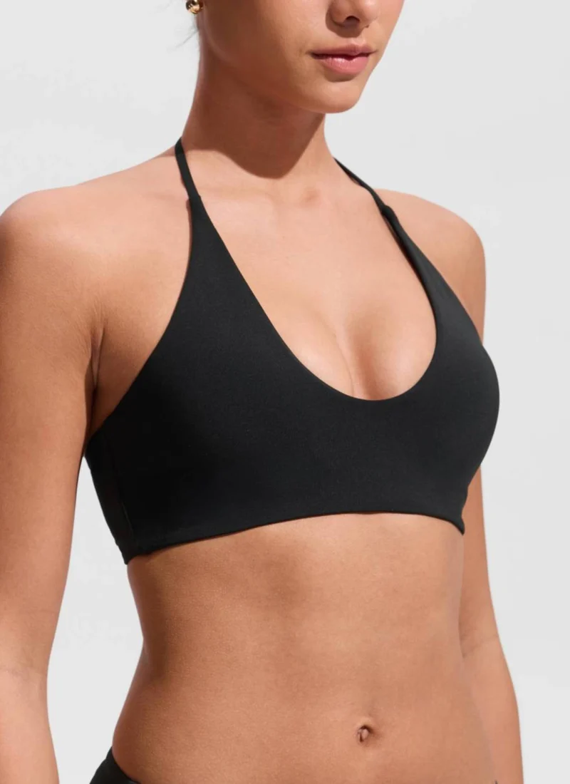 Halter Crewneck Self Tie Bikini Top