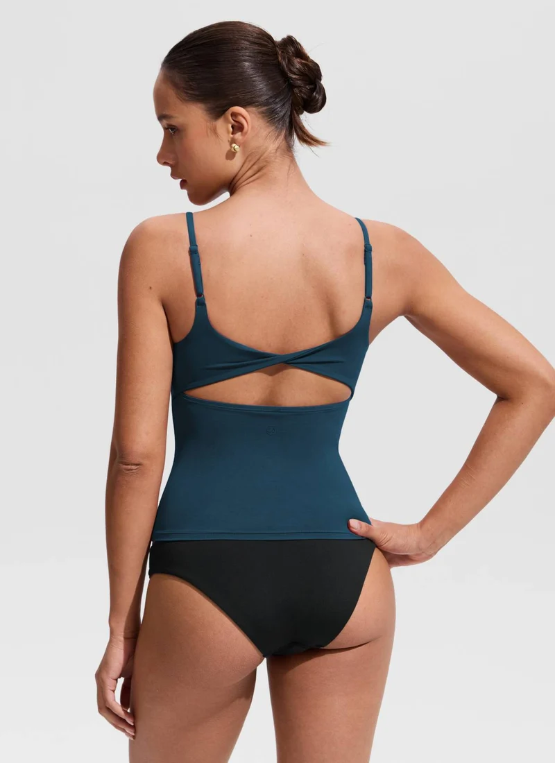 U Neck Twist Back Tankini Top