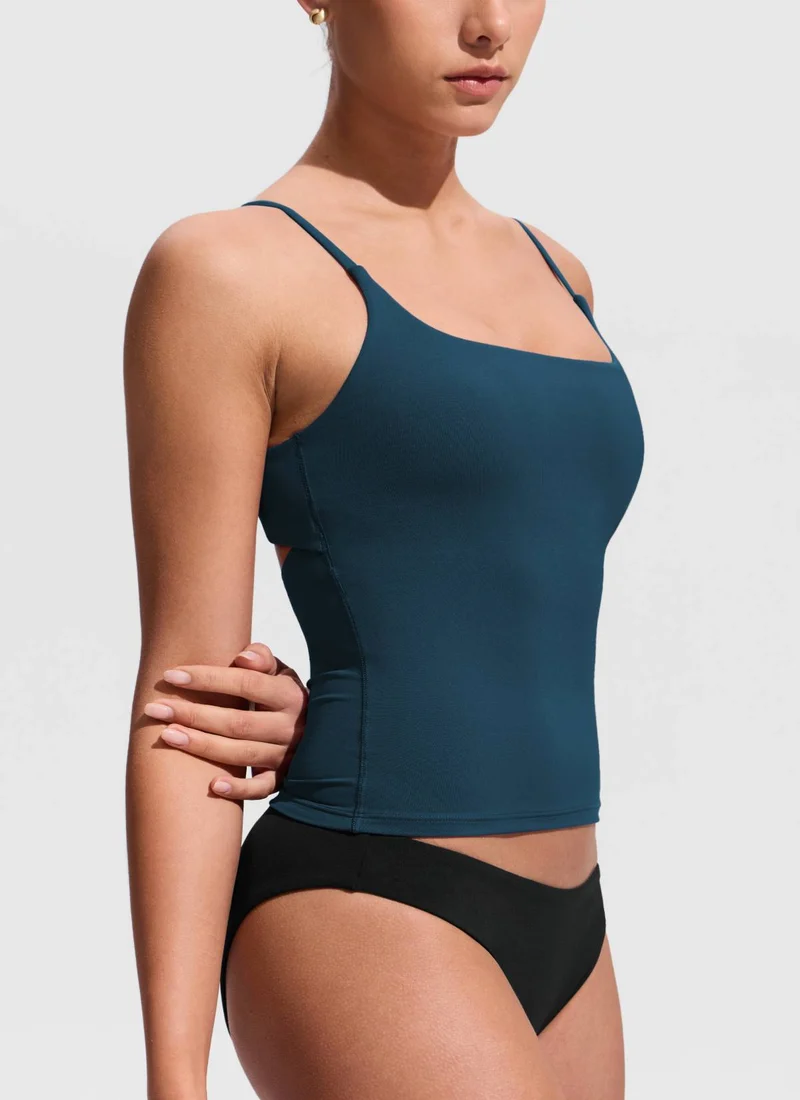 U Neck Twist Back Tankini Top