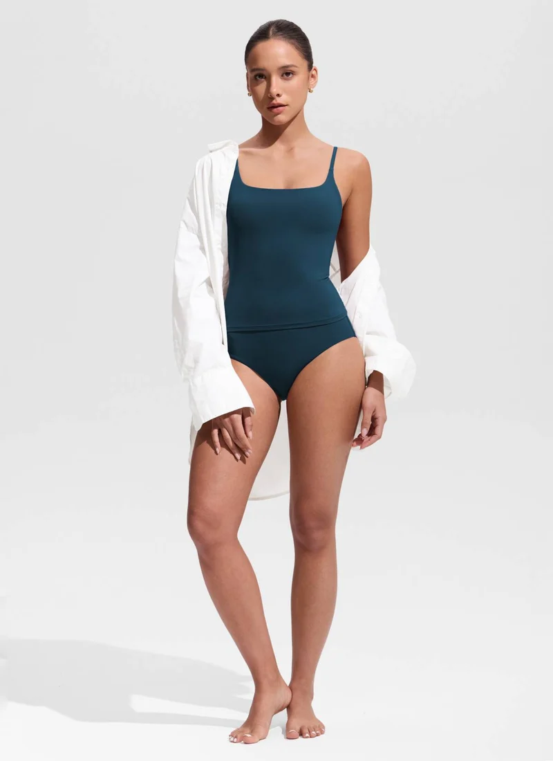 U Neck Twist Back Tankini Top