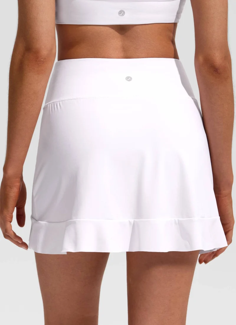 High Rise Ruffle Built in Brief Swim Skirt