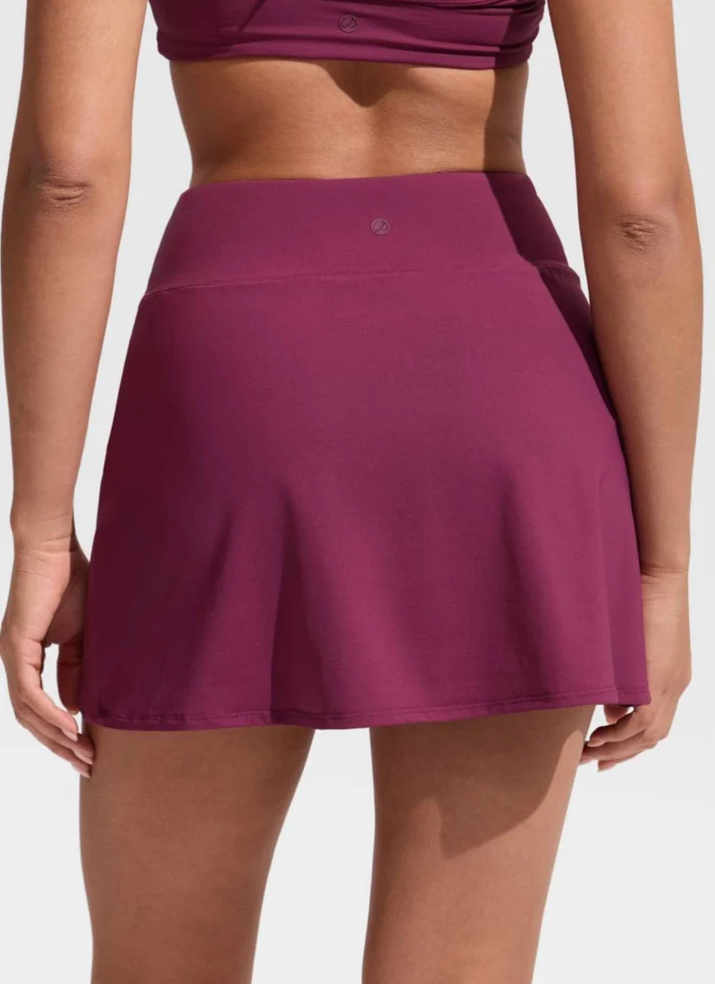 A Line Side Split Built in Brief Swim Skirt