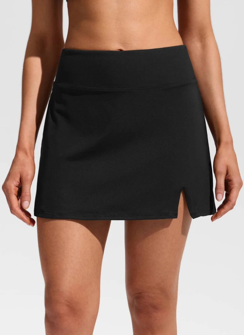 A Line Side Split Built in Brief Swim Skirt