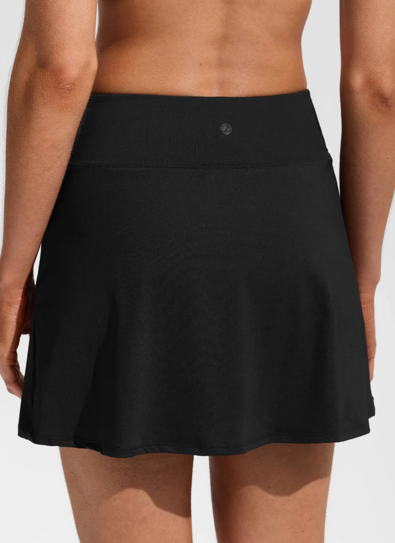 A Line Side Split Built in Brief Swim Skirt