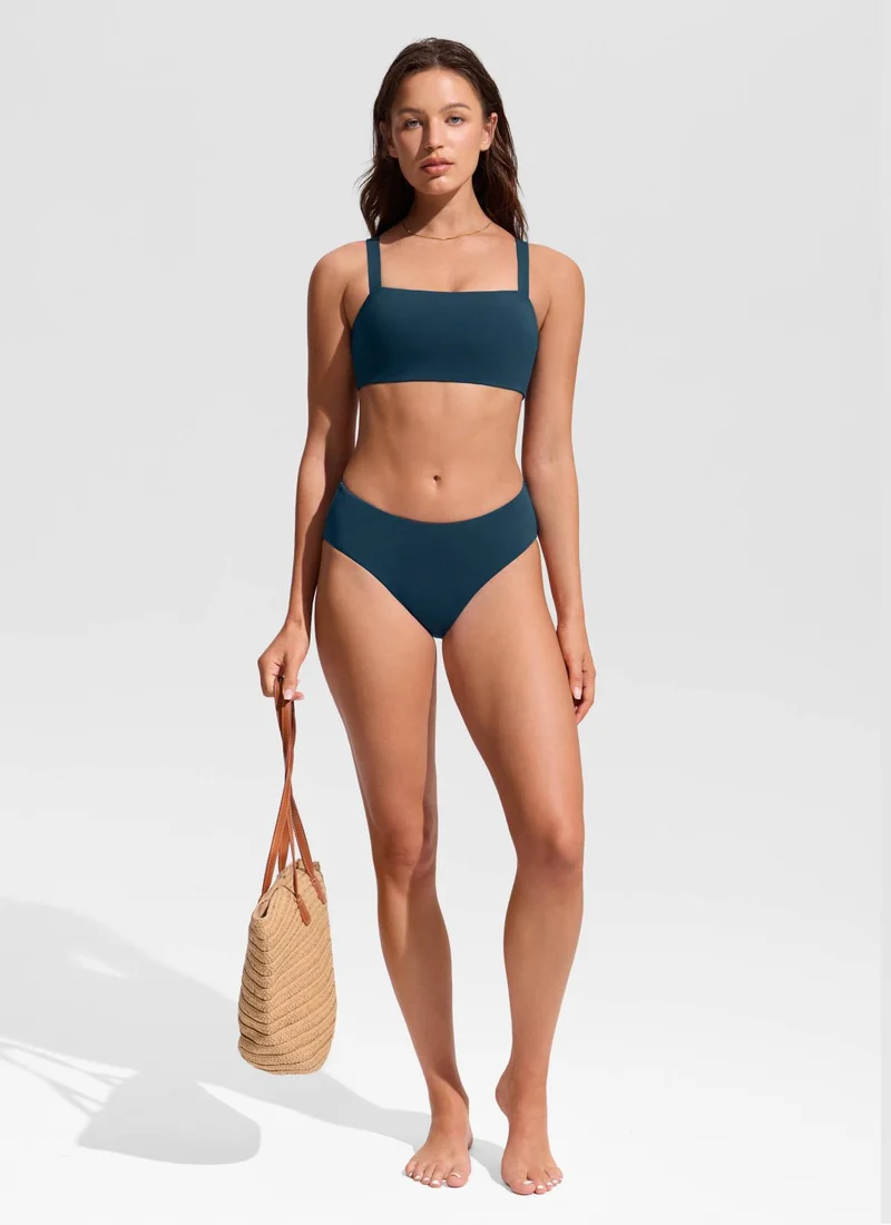Square Neck Wide Flat Straps Bikini Top