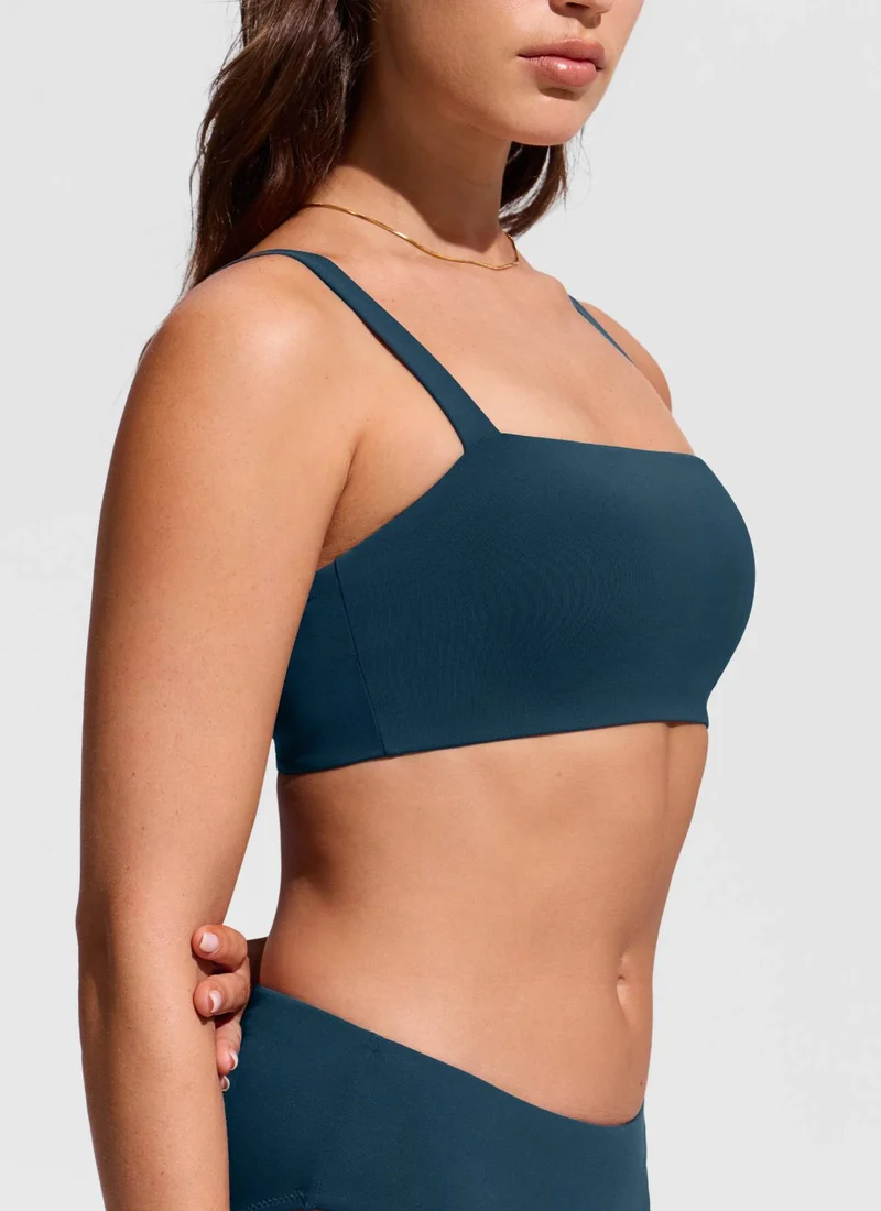 Square Neck Wide Flat Straps Bikini Top