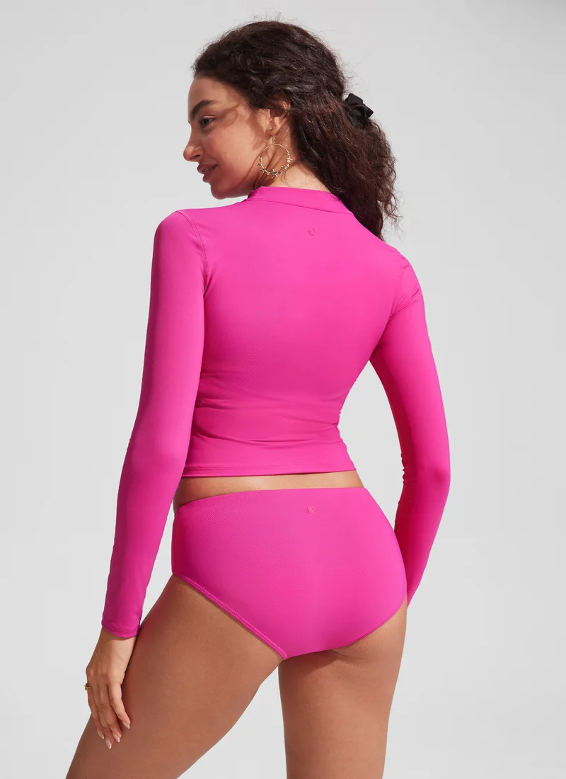 UPF 50+ Cropped Rashguard Swimsuit Top