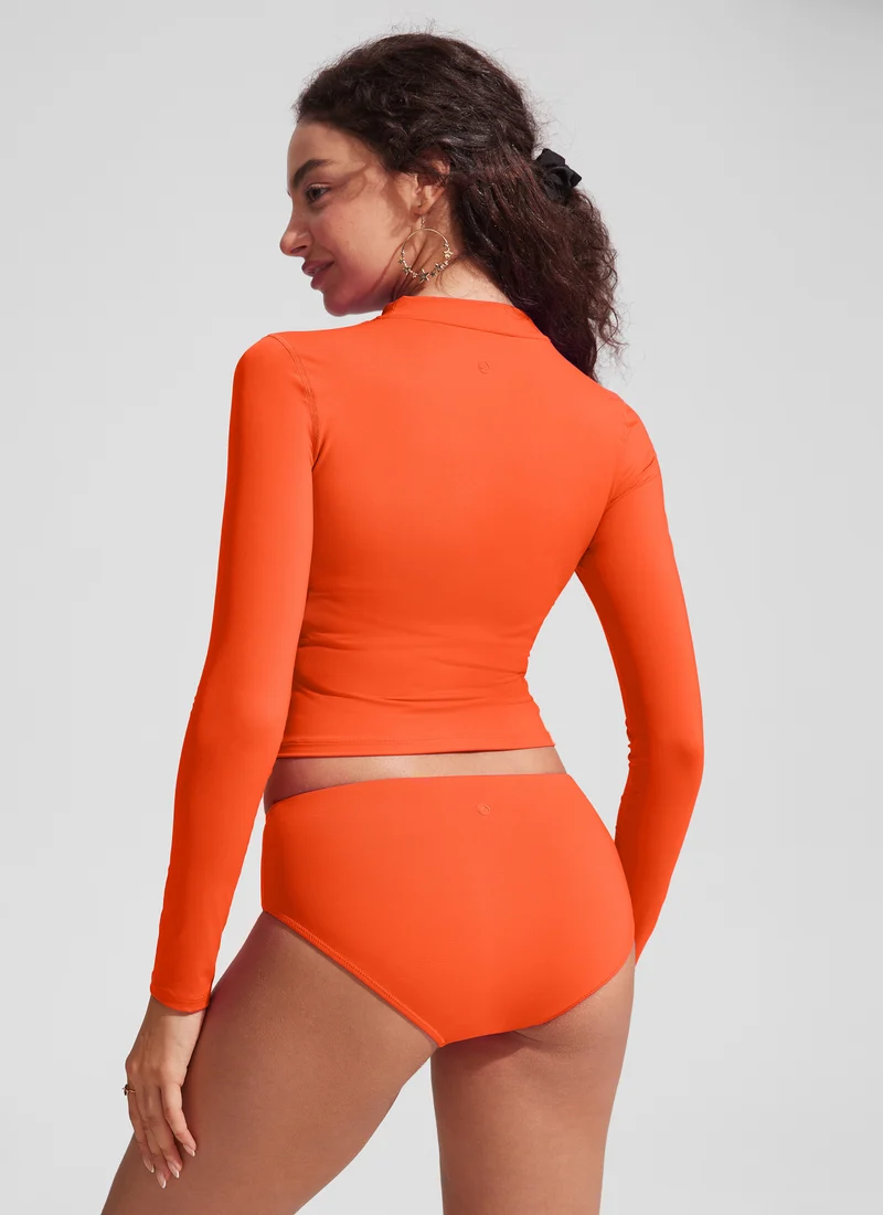 UPF 50+ Cropped Rashguard Swimsuit Top