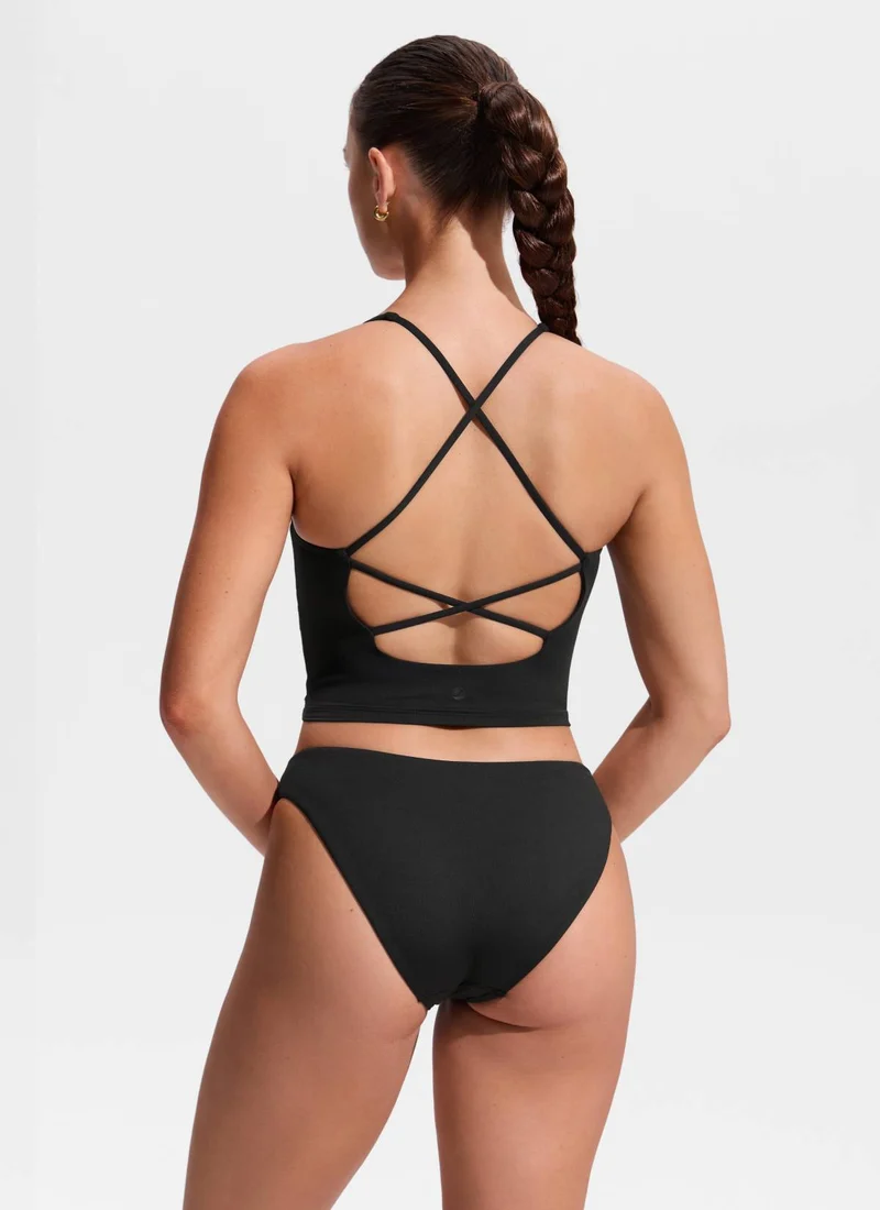 V Neck Criss Cross Back Crop Tankini