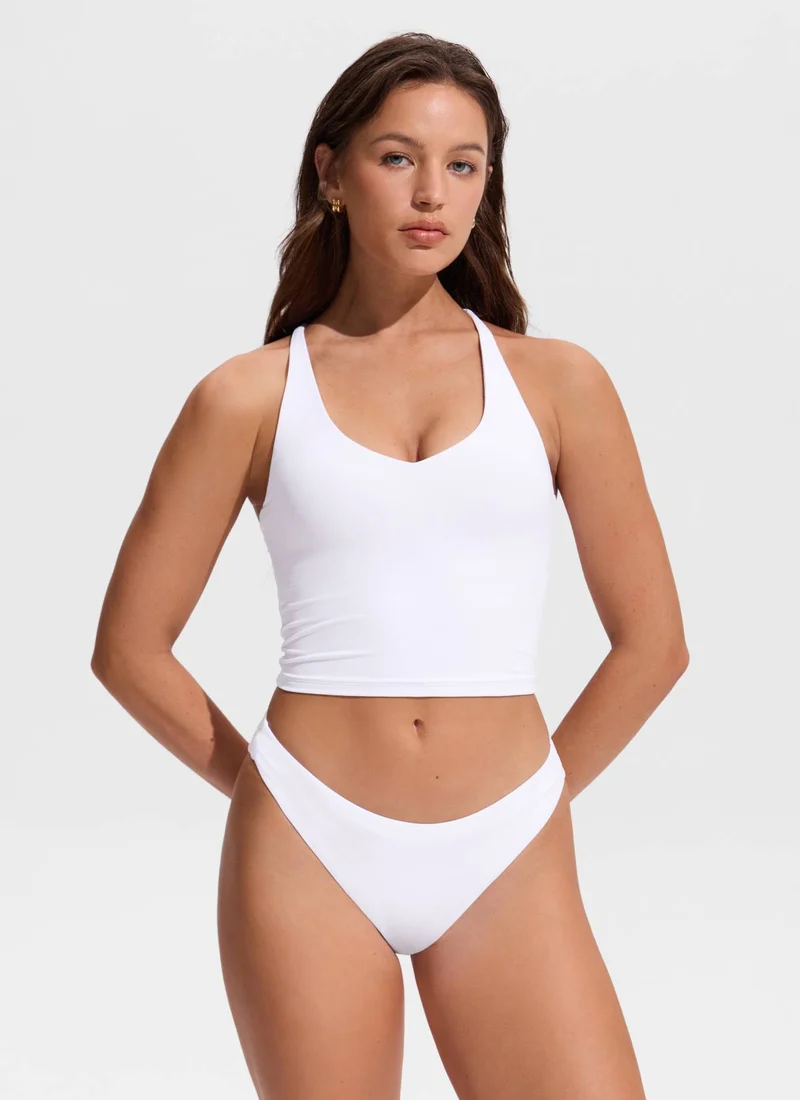 V Neck Criss Cross Back Crop Tankini