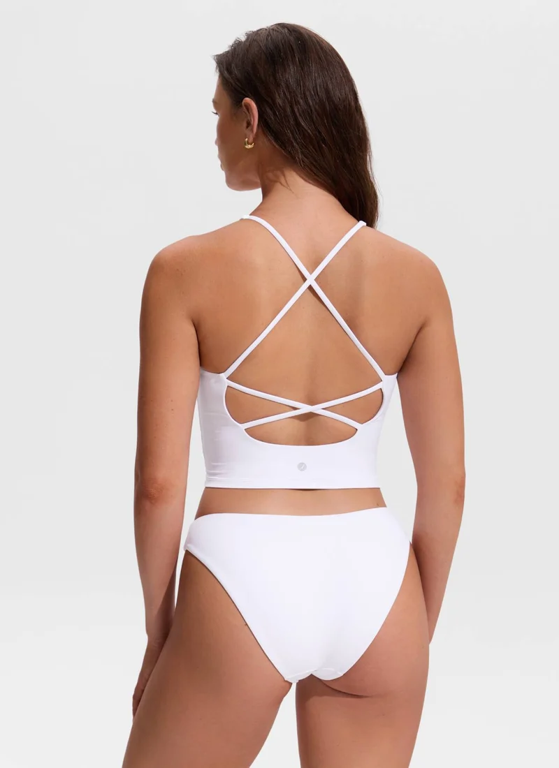 V Neck Criss Cross Back Crop Tankini