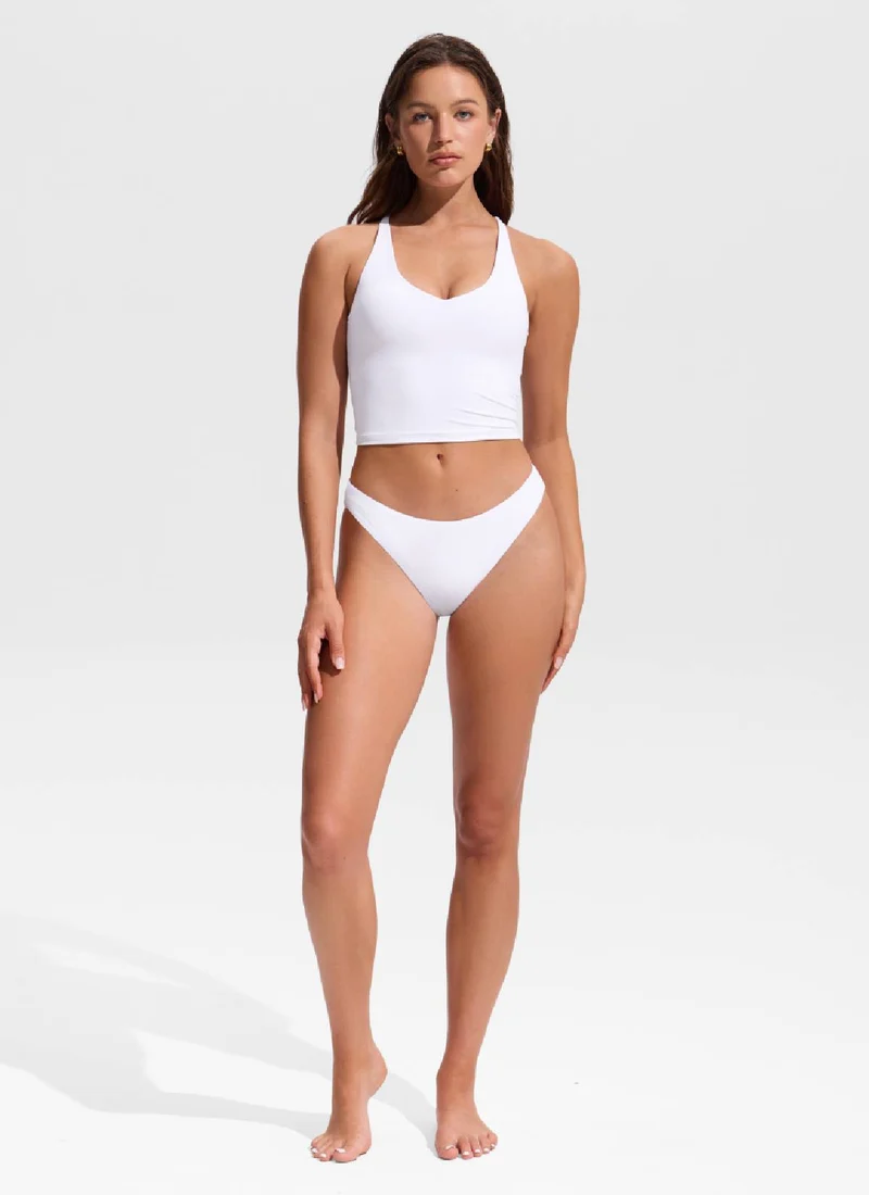 V Neck Criss Cross Back Crop Tankini